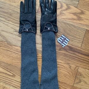 Henri Bendel Black and Gray Long Gloves